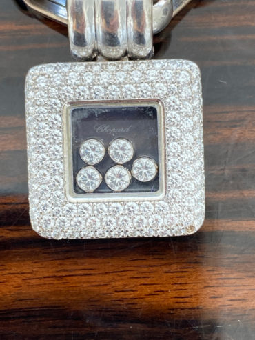 Men’s Choppard white gold chain with floating diamonds pendant